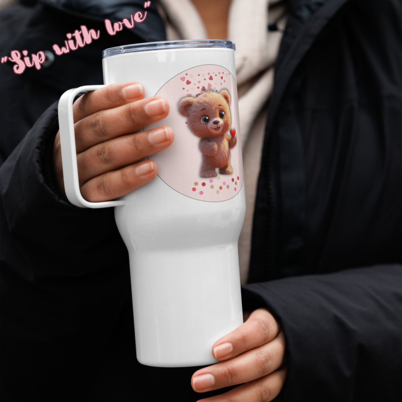 Sip with Love – Valentine’s Day Travel Mug with Handle
