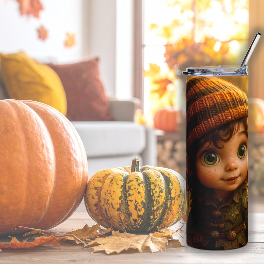 Whimsical Forest Gnome Tumbler Wrap – Full Wrap Autumn Fantasy Design
