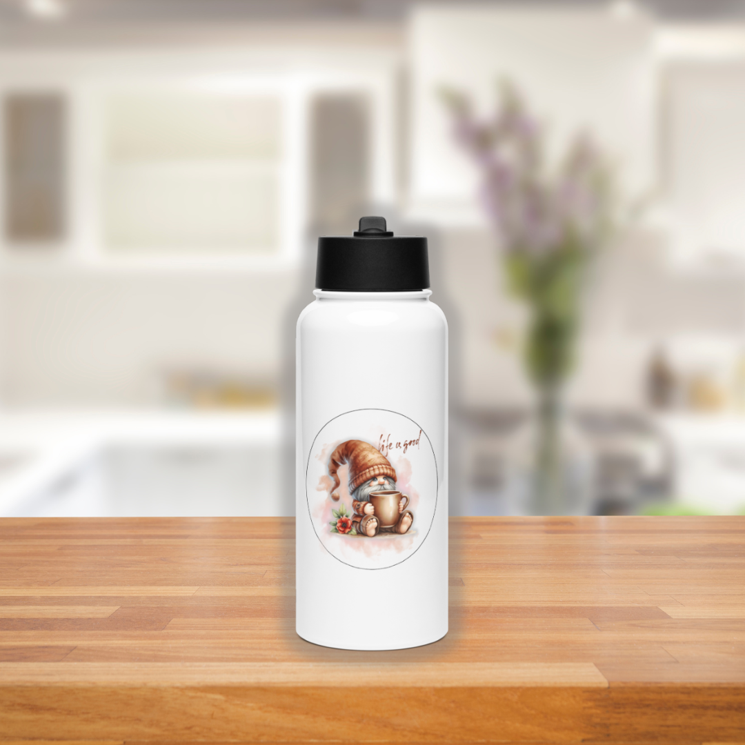 Fall Gnome Stainless Steel Water Bottle – “Life Is Good” Cozy Cup Design