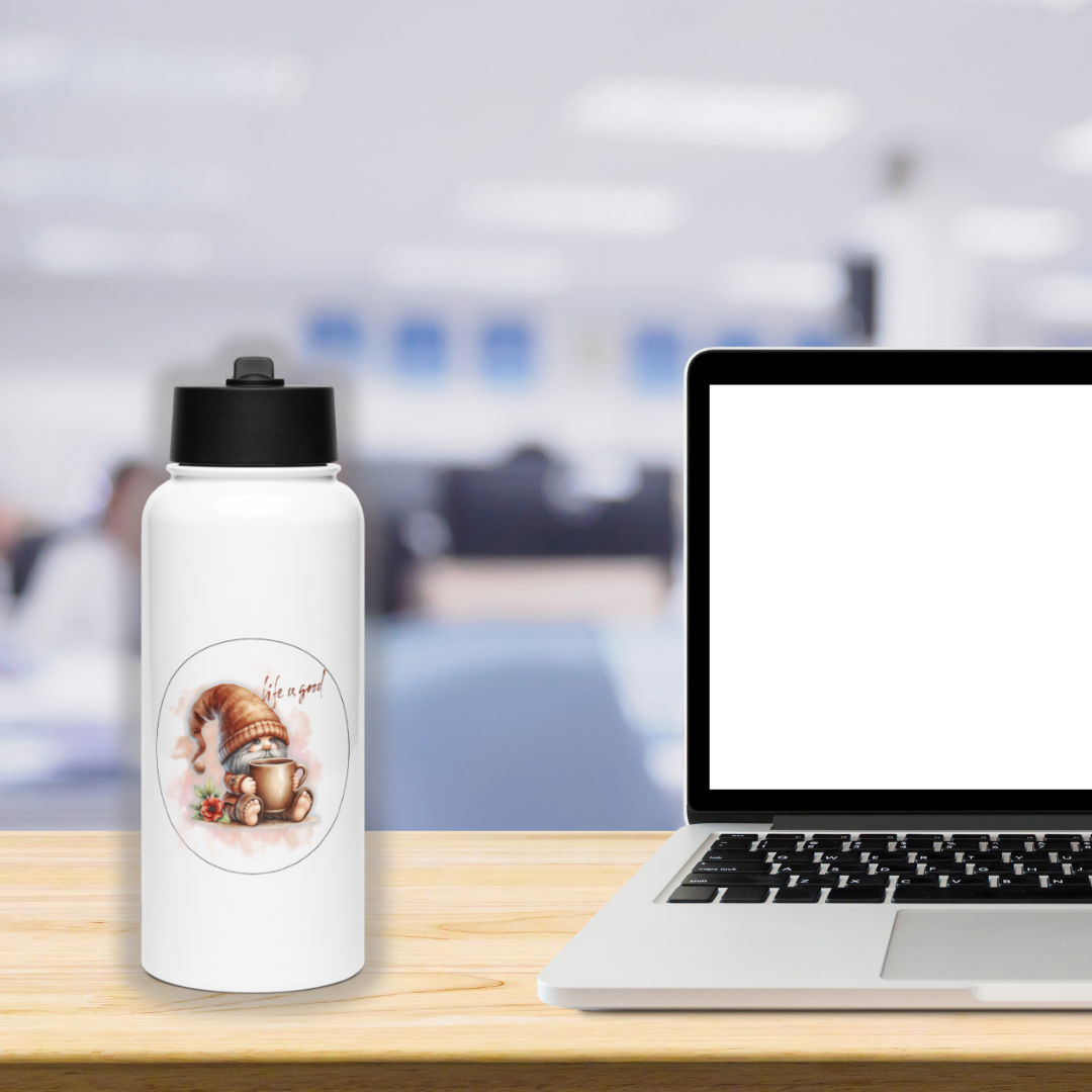 Fall Gnome Stainless Steel Water Bottle – “Life Is Good” Cozy Cup Design