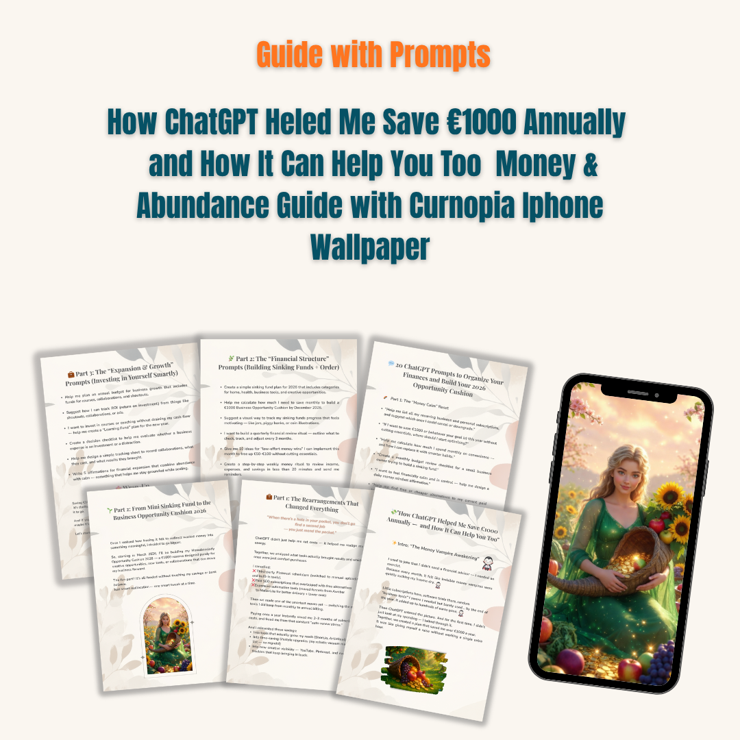 How ChatGPT Helped Me Save €1000 Annually — and How It Can Help You Too | Smart Money Philosophy + Cornucopia Abundance Wallpaper