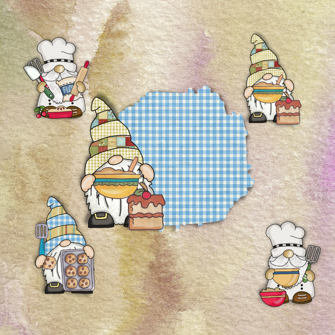 Cute Baking Gnome Sticker Set Printable
