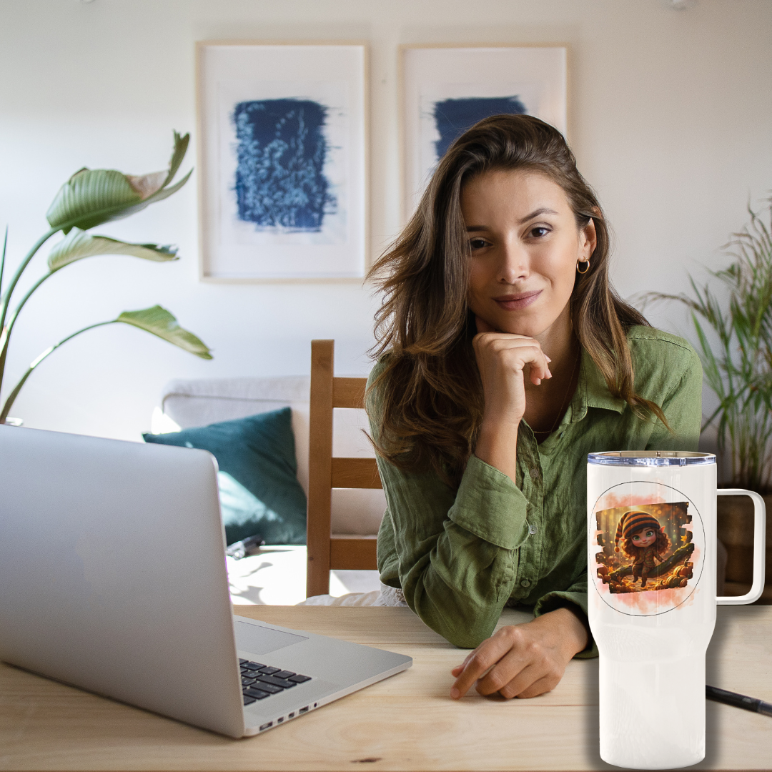 Cute Fall Gnome Travel Mug with Hundle – Cozy Autumn Coffee Cup with Double-Sided Design
