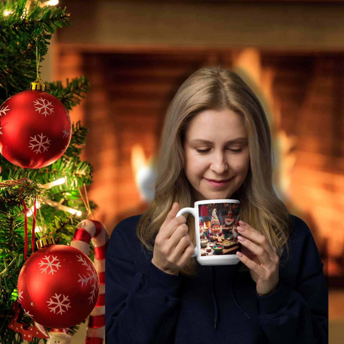 Bake It Happen!" Christmas Gnome Ceramic Mug | Cozy Holiday Baking Coffee Cup