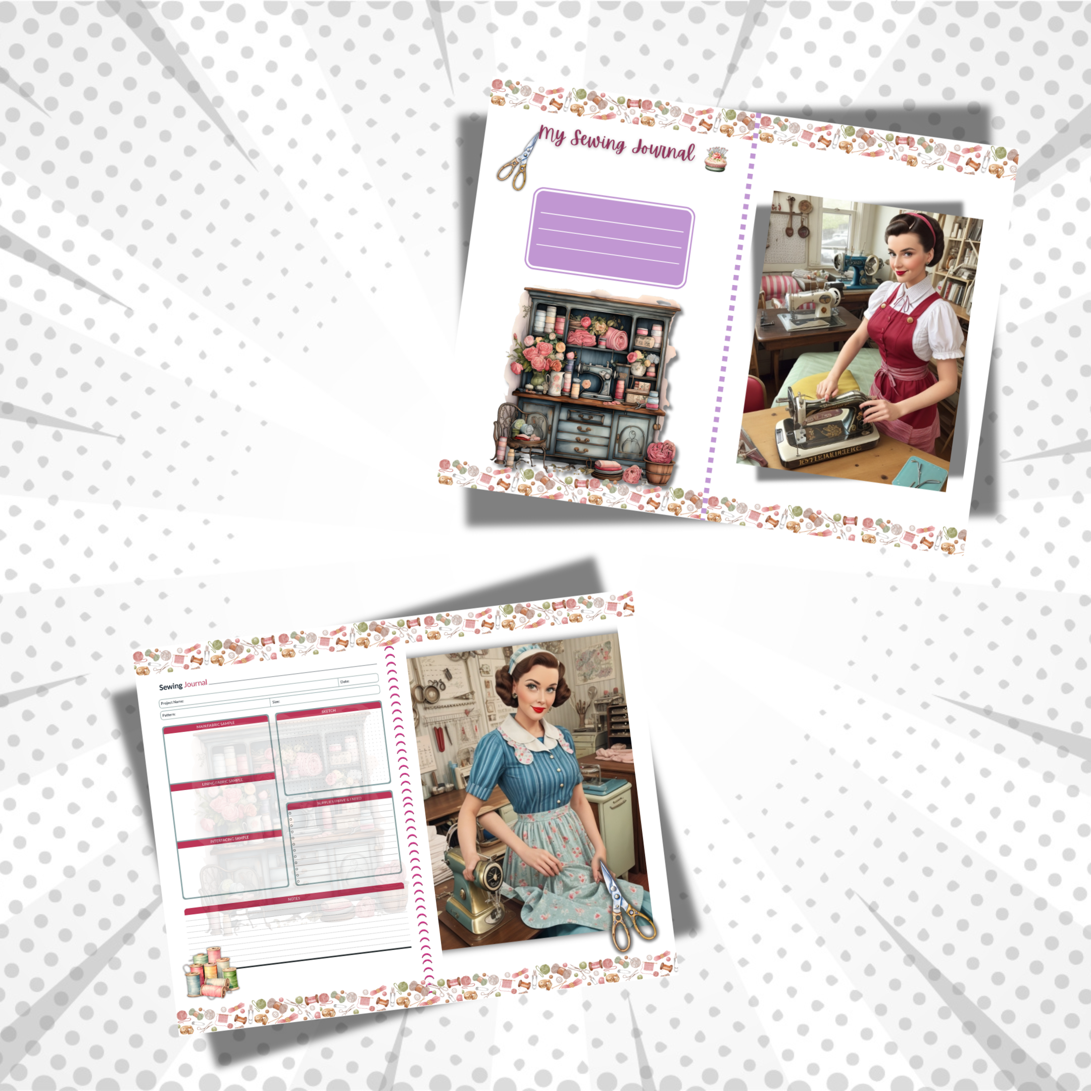 1950 Housewife Sewing Journal Pages Printable PDF 