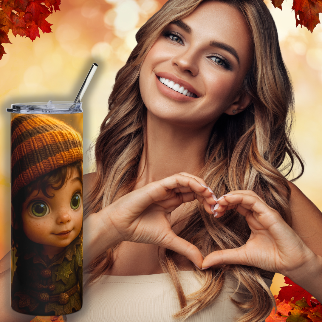 Whimsical Forest Gnome Tumbler Wrap – Full Wrap Autumn Fantasy Design