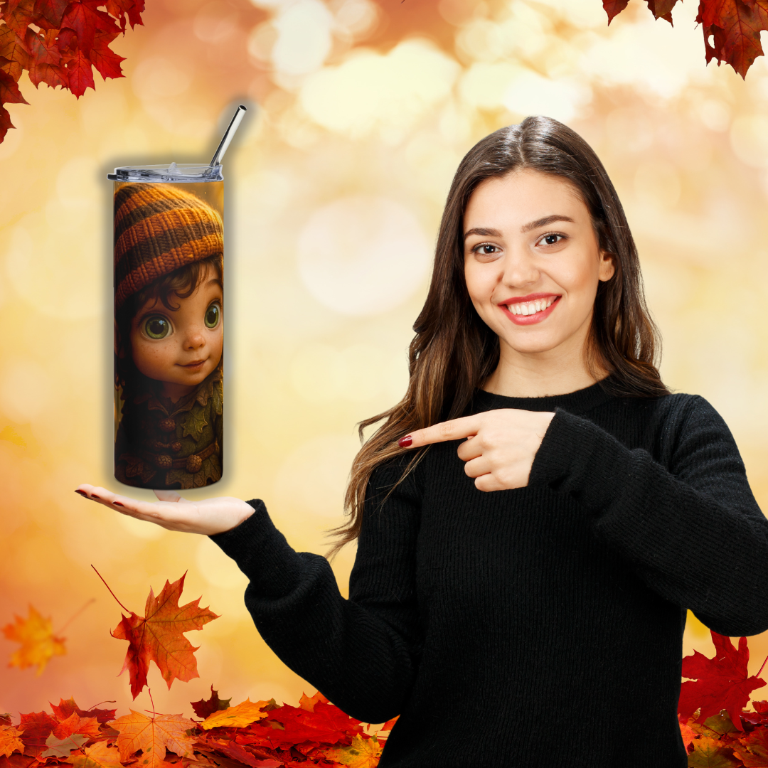 Whimsical Forest Gnome Tumbler Wrap – Full Wrap Autumn Fantasy Design