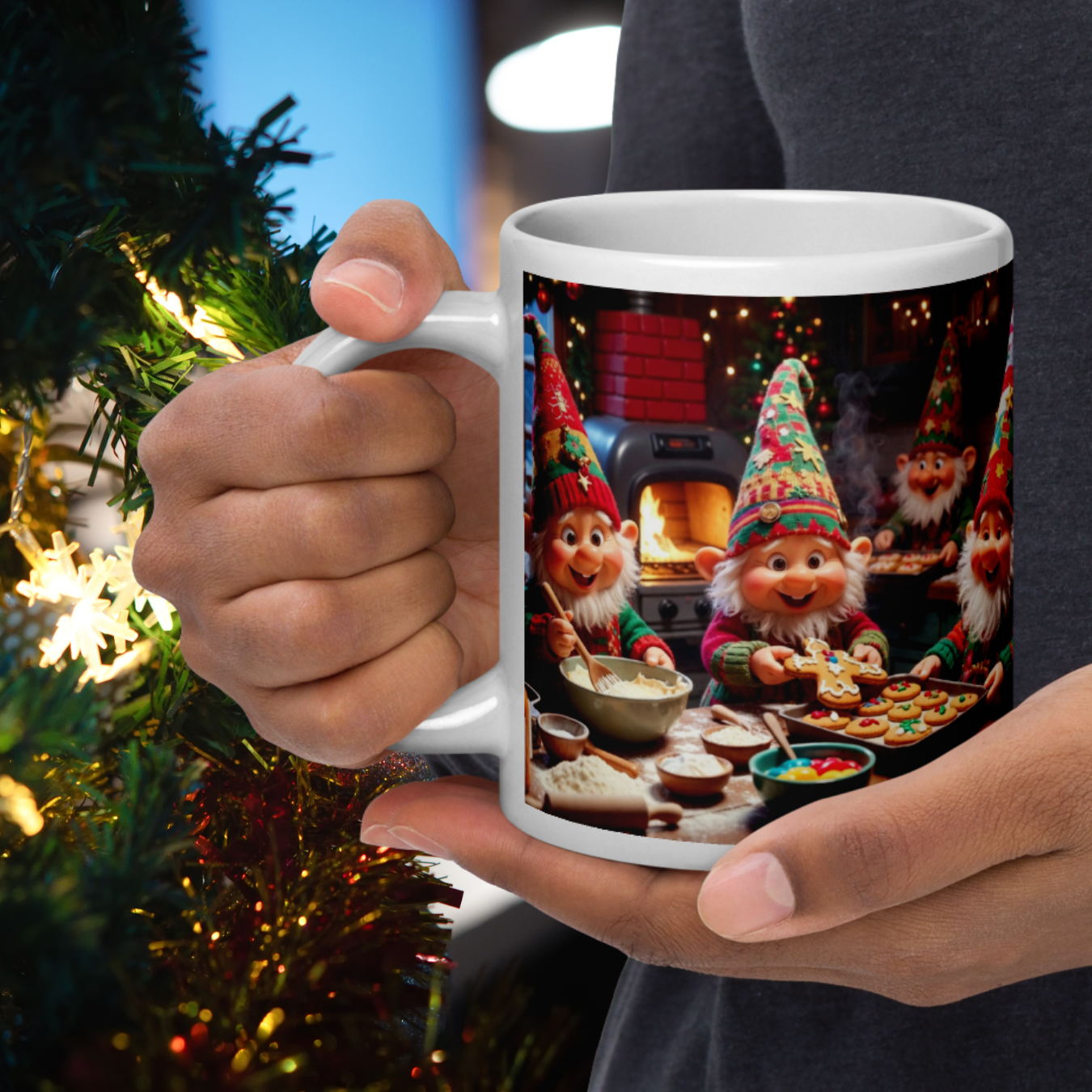 Bake It Happen!" Christmas Gnome Ceramic Mug | Cozy Holiday Baking Coffee Cup