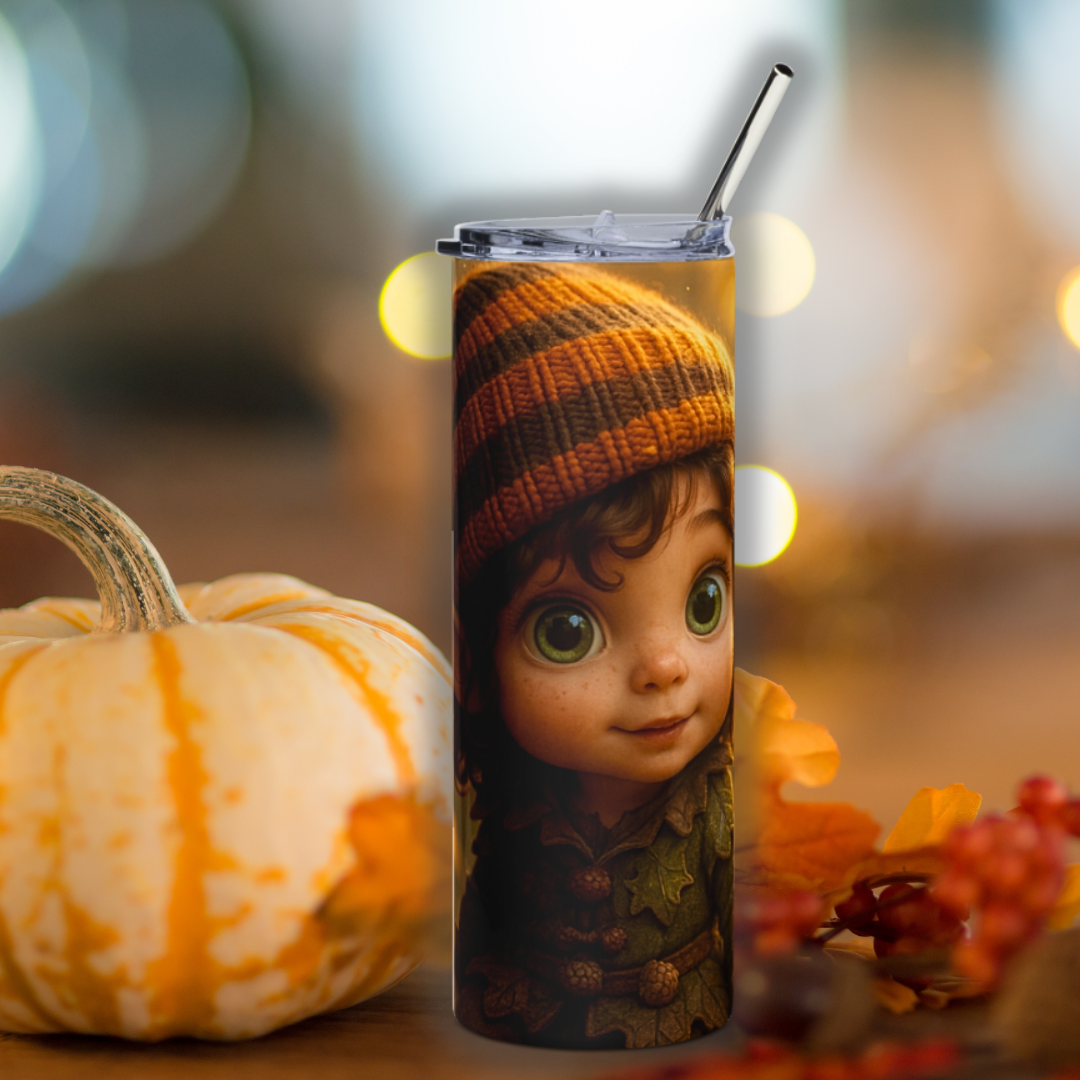 Whimsical Forest Gnome Tumbler Wrap – Full Wrap Autumn Fantasy Design