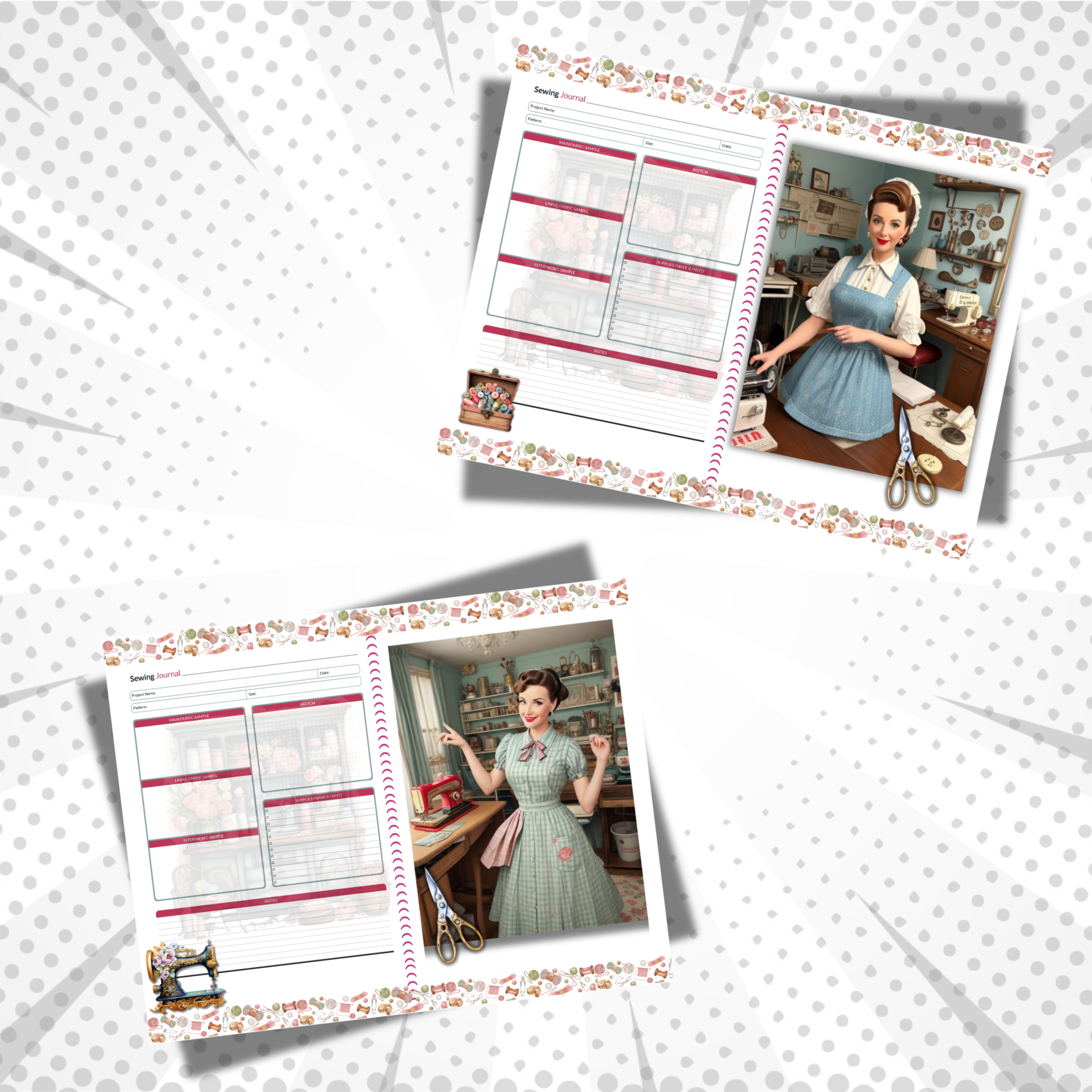1950 Housewife Sewing Journal Pages Printable PDF 