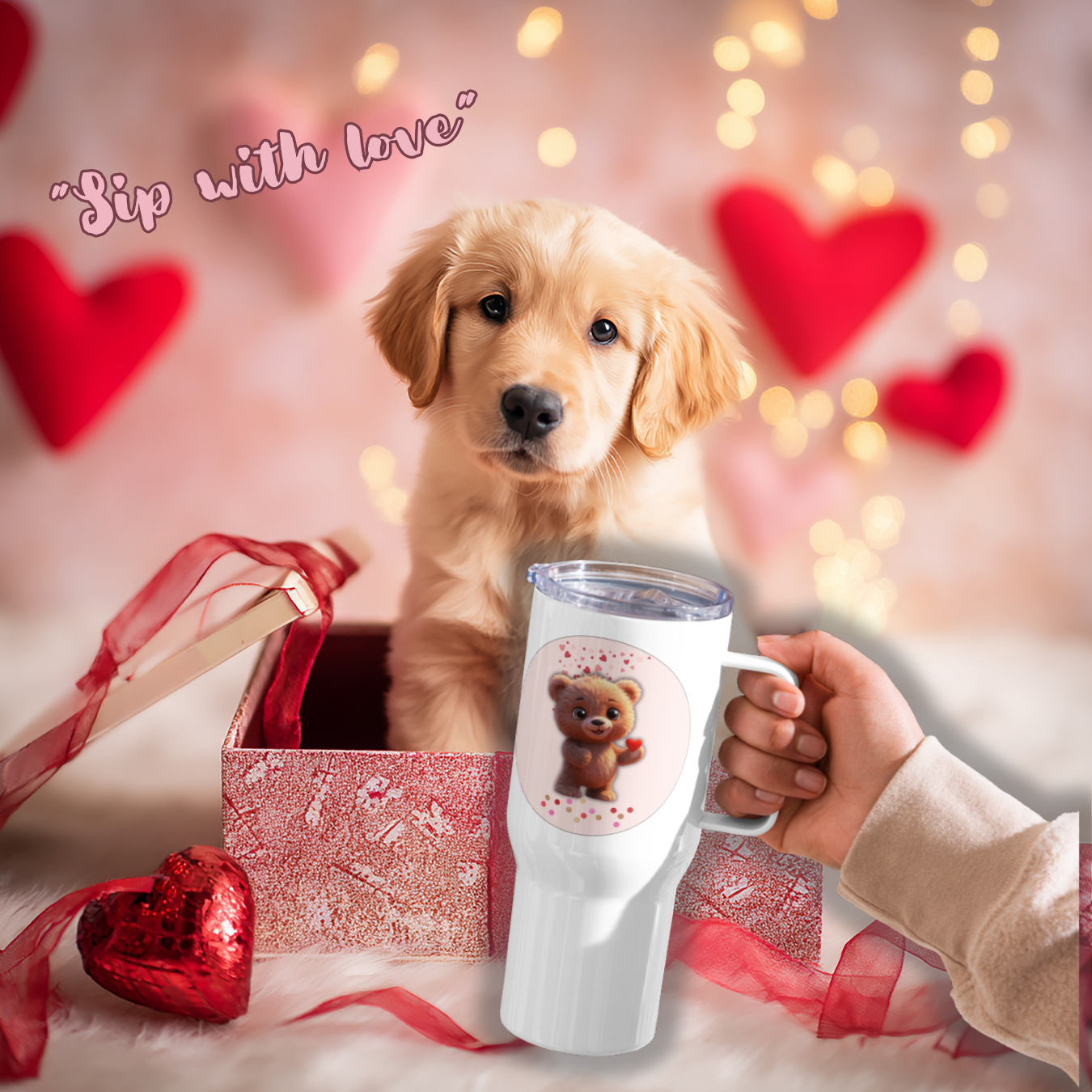 Sip with Love – Valentine’s Day Travel Mug with Handle