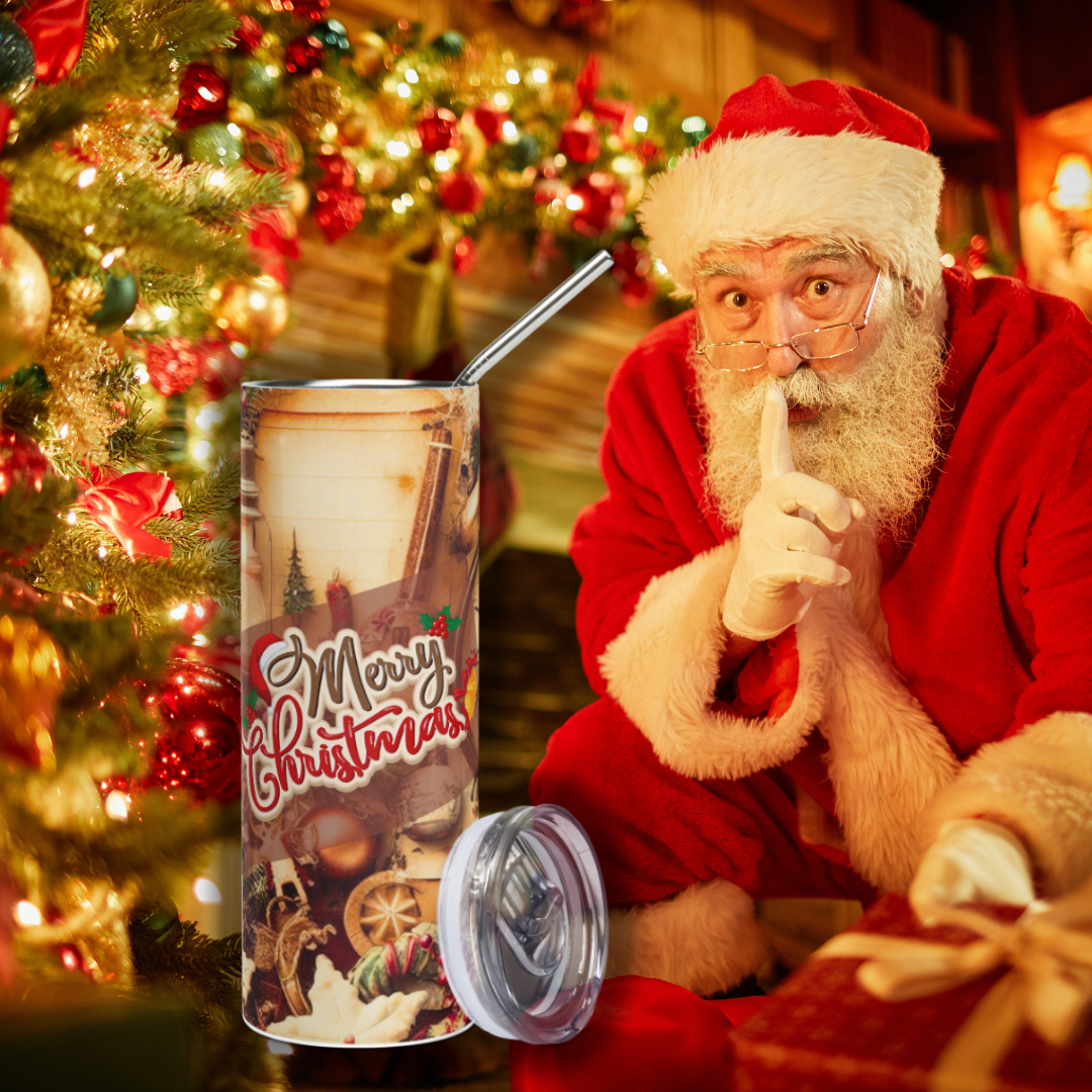 Merry Christmas Vintage Stainless steel tumbler