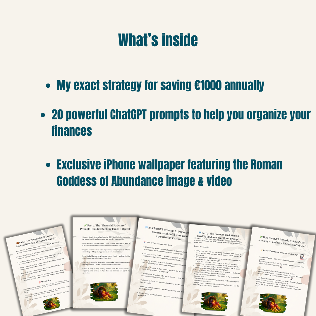 How ChatGPT Helped Me Save €1000 Annually — and How It Can Help You Too | Smart Money Philosophy + Cornucopia Abundance Wallpaper