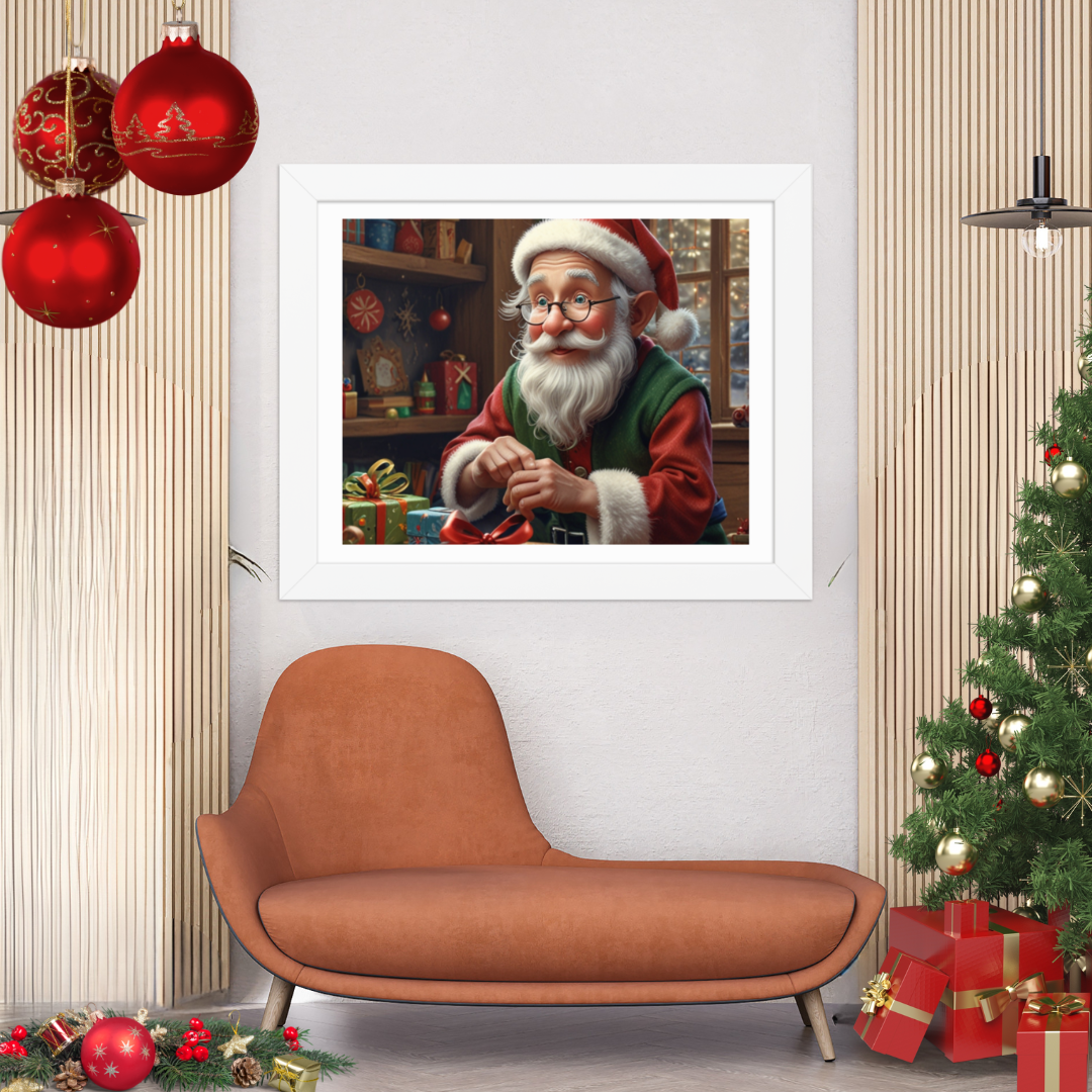 Santa’s Workshop Christmas Wall Art – 8x10" Framed Poster