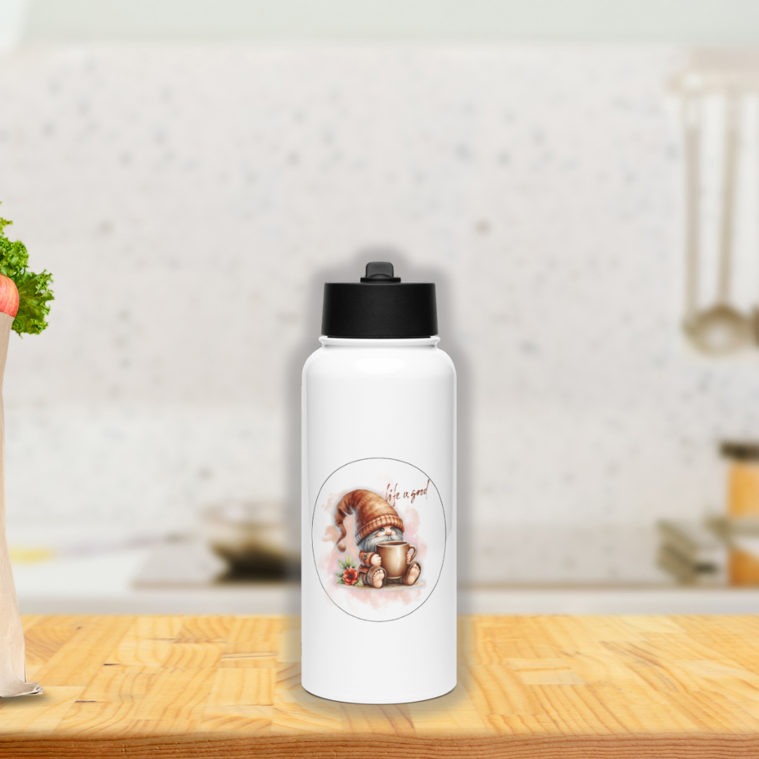 Fall Gnome Stainless Steel Water Bottle – “Life Is Good” Cozy Cup Design
