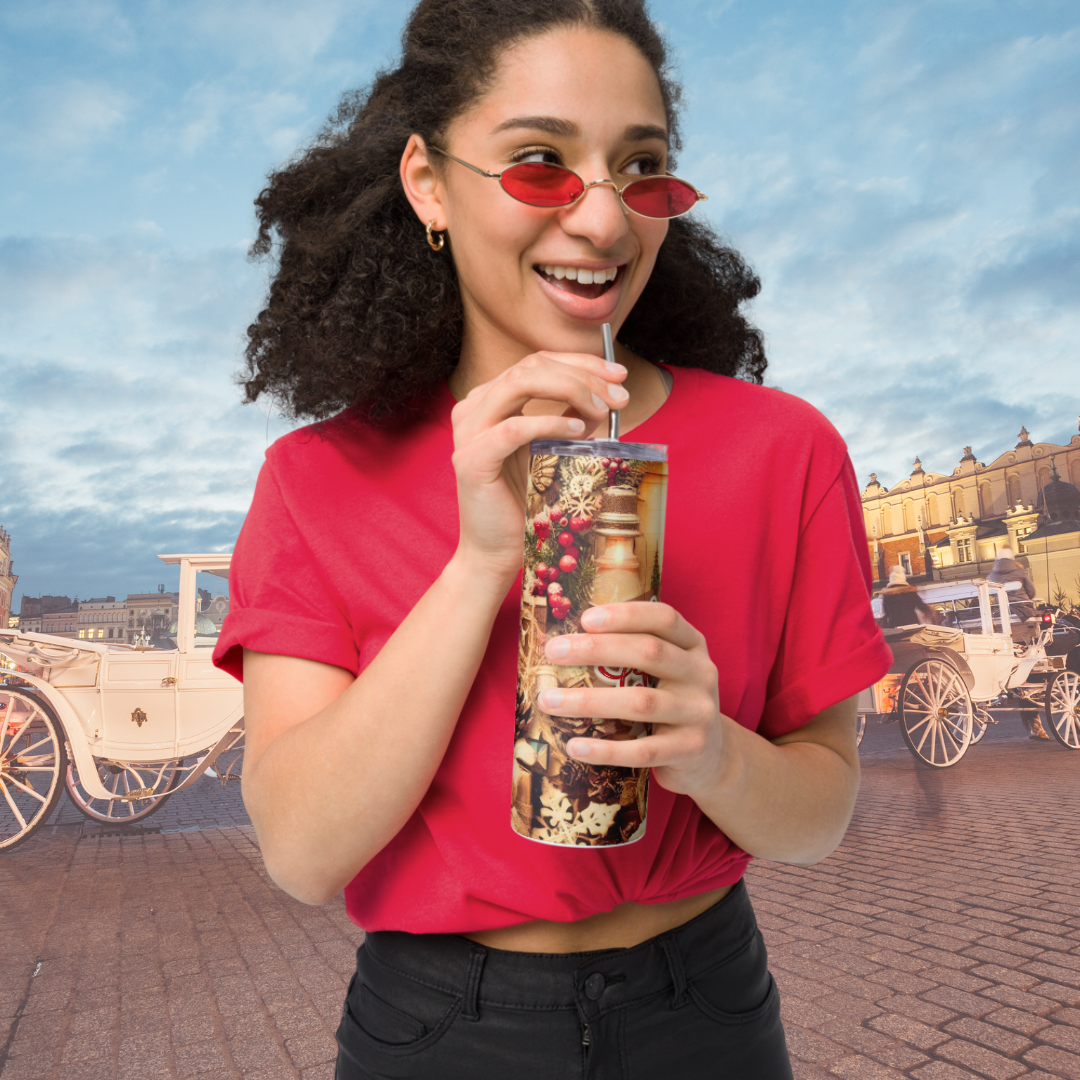 Merry Christmas Vintage Stainless steel tumbler