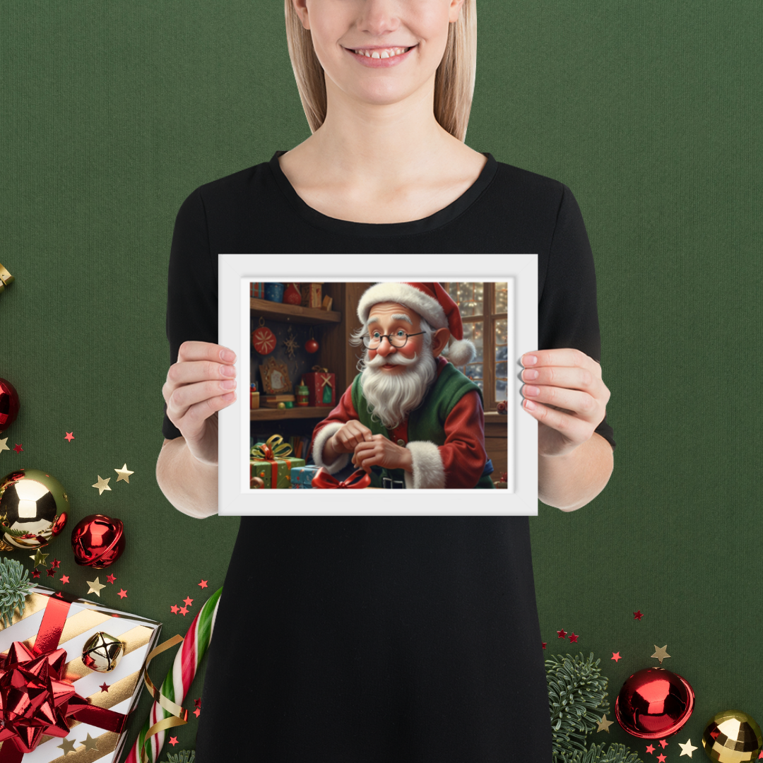 Santa’s Workshop Christmas Wall Art – 8x10" Framed Poster