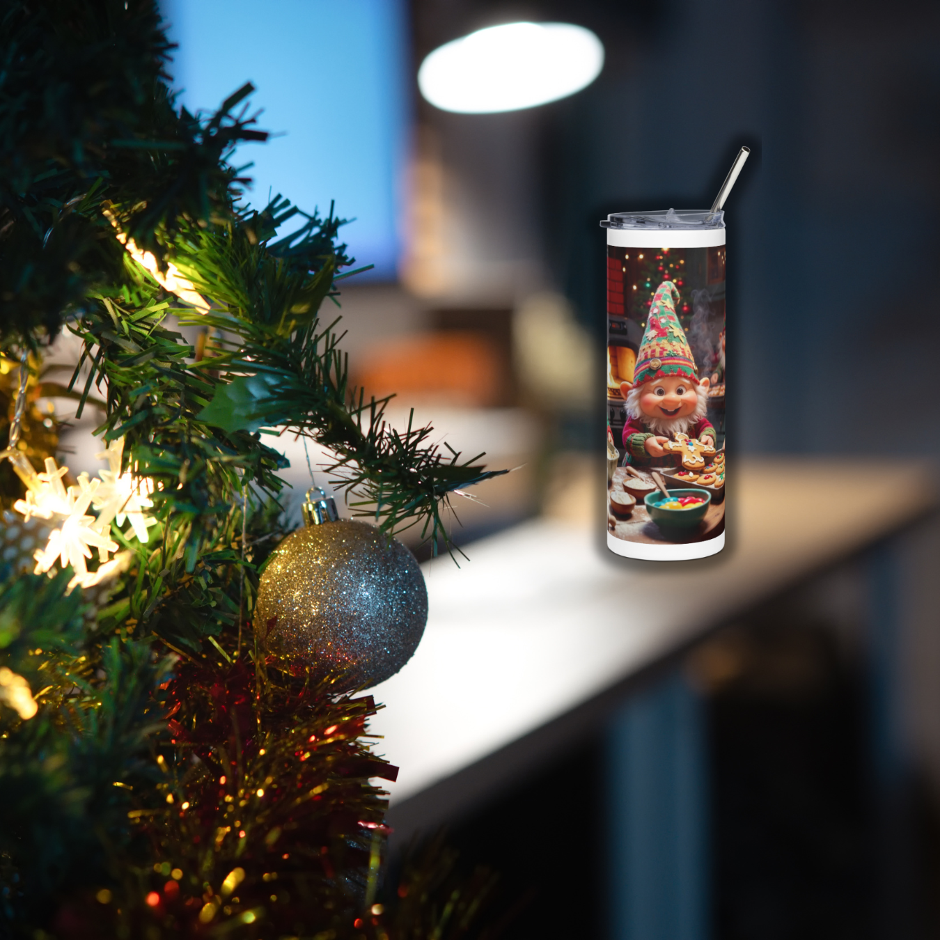 Cozy Christmas Gnome Tumbler Wrap | Festive Holiday Baking Full Design