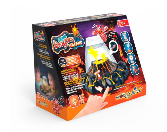 Aqua Dragons VULKANO rinkinys su LED šviesomis ir RAUDONAIS Drakoniukais