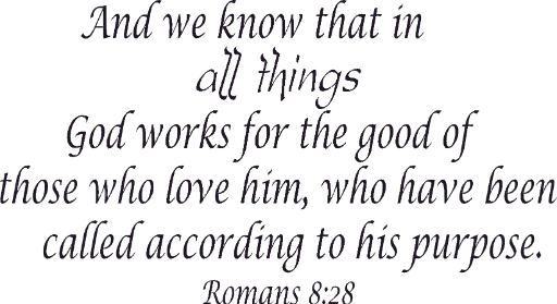 Romans 8:28 And we know that in all things God works for the good of those who love him, who have been called according to his purpose.