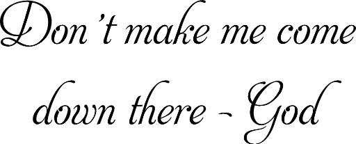 Don't make me come down there ~ God