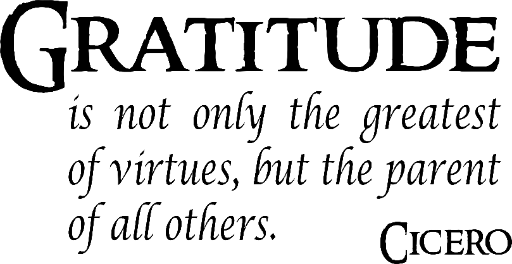 Gratitude is not only the greatest of all virtues, but the parent of all the others. Cicero