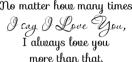 No matter how many times I say I love you, I always love you more than that.