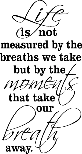 Life is not measured by the breaths we take but by the moments that take our breath away.