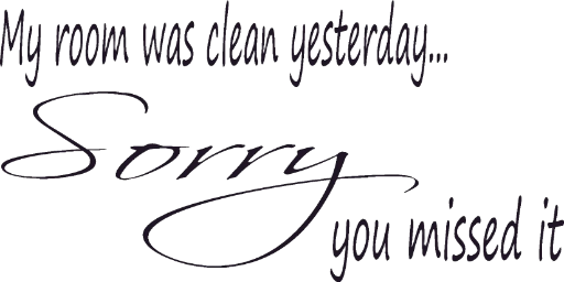 My room was clean yesterday...Sorry you missed it