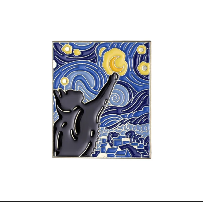 Pin de Noche Estrellada con Gatito Van Gogh