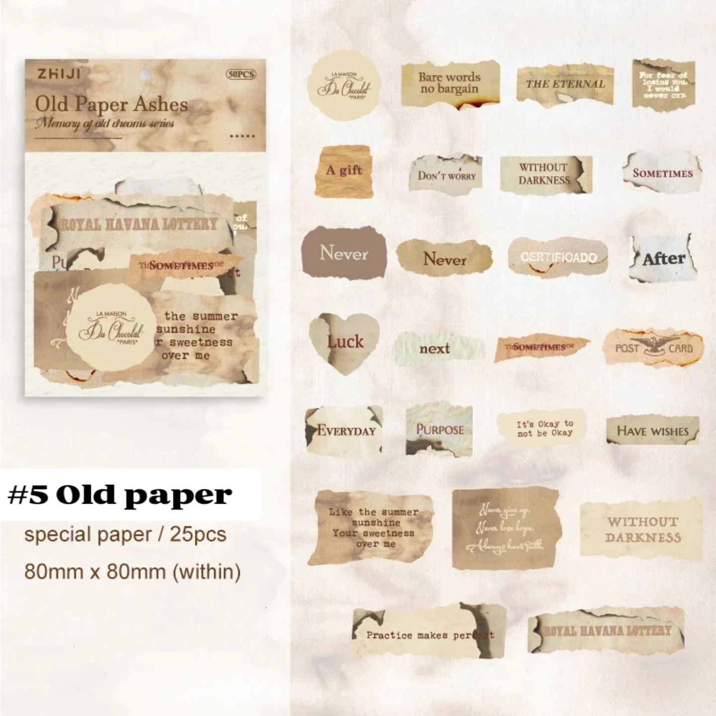 Stickers Vintage Words - Old Paper 