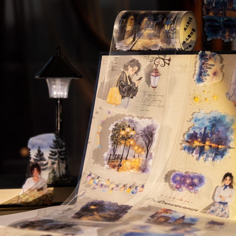 Tape de Stickers - Moonlit Night Curtain - escoger diseño 