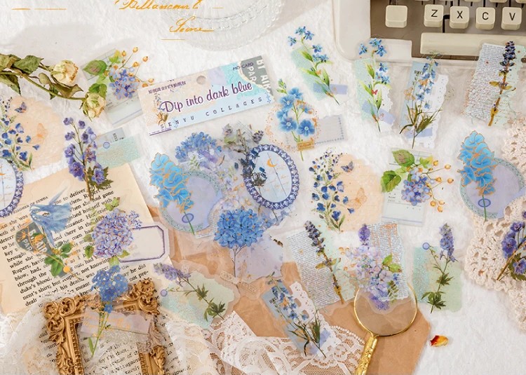 Stickers de Flores Azules 