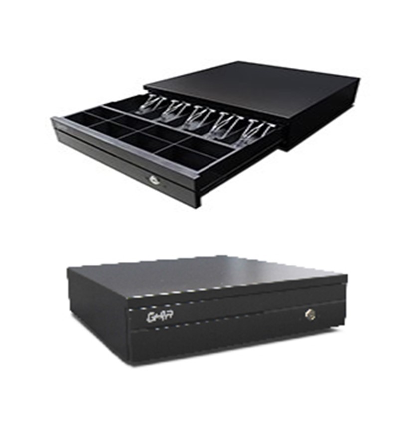 CAJON DE DINERO GHIA GCD581 / ACERO / 5 BILLETES / 8 MONEDAS / RJ11 / NEGRO