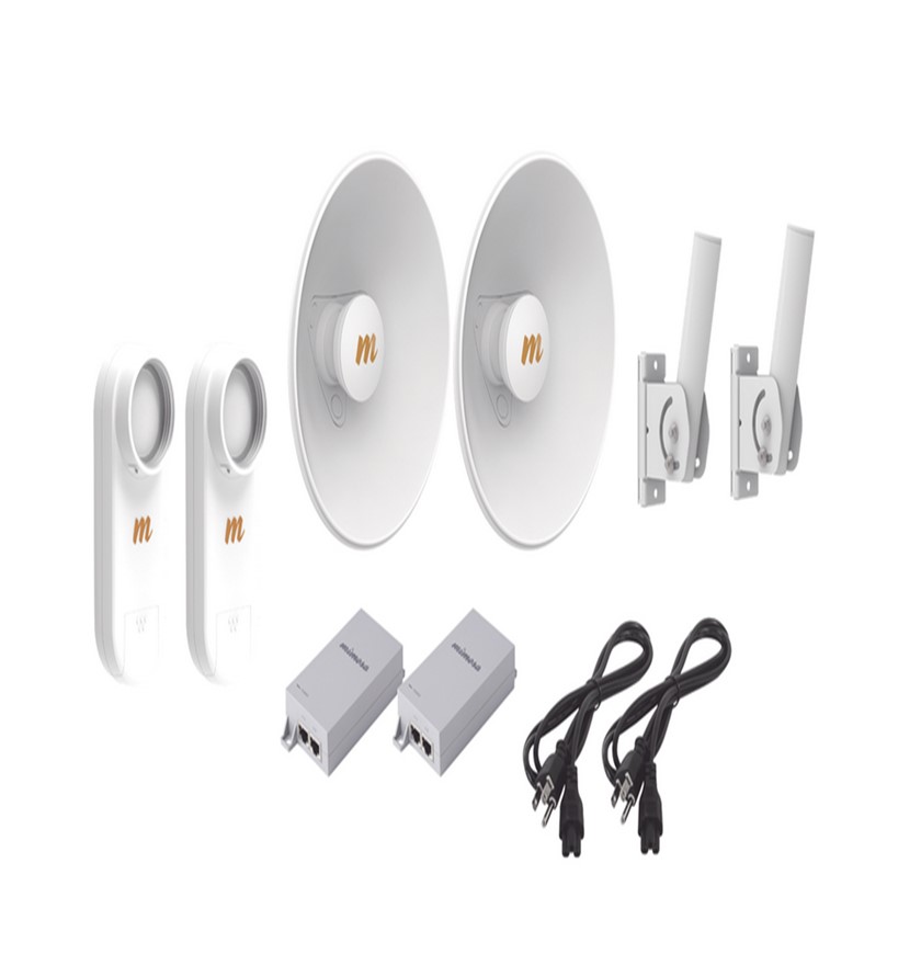 Kit de 2 radios C5X / Con antena N5-X25-2PACK (25 dBi) / Frecuencia extendida (4.9 a 6.4 GHz) / Incluye inyector POE / cable de alimentación y 2 FLEXIMOUNT-XL de / Ideal para hasta 10 km