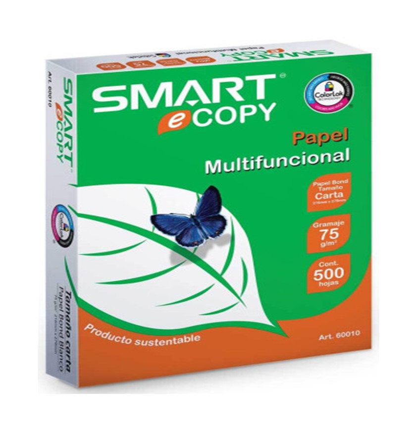 Papel Bond Tamaño Carta Blanco de 37 kg con 500 Hojas Smart Multifuncional