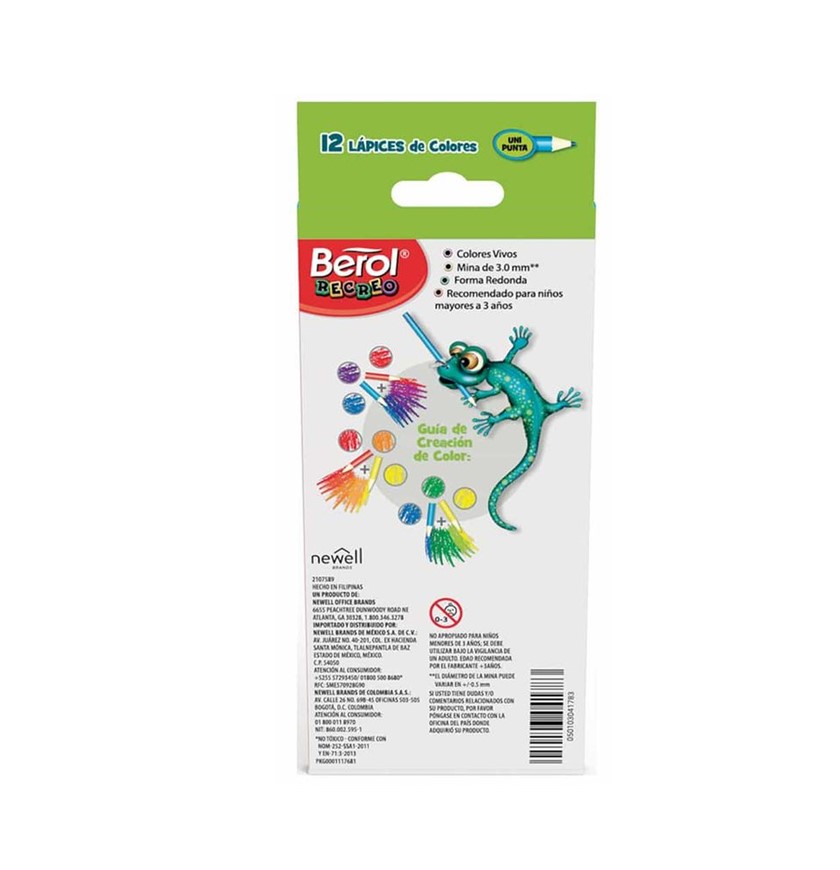 Lápices de Colores Caja con 12 Piezas Largos Redondos Berol