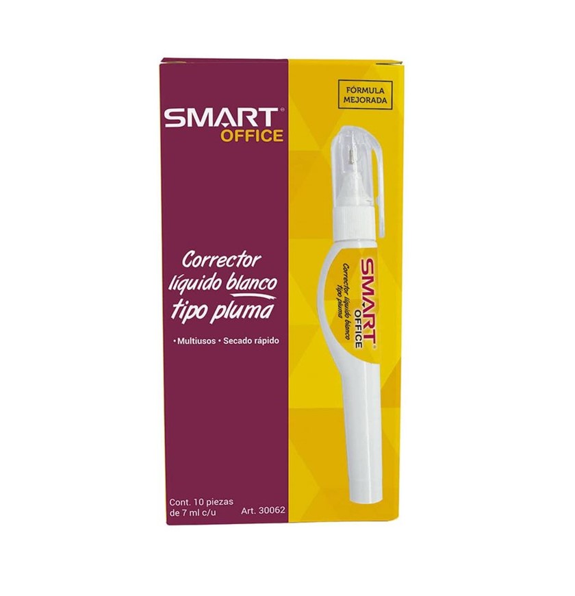 Corrector Líquido Blanco Tipo Pluma 7 ml Caja con 10 Piezas Smart