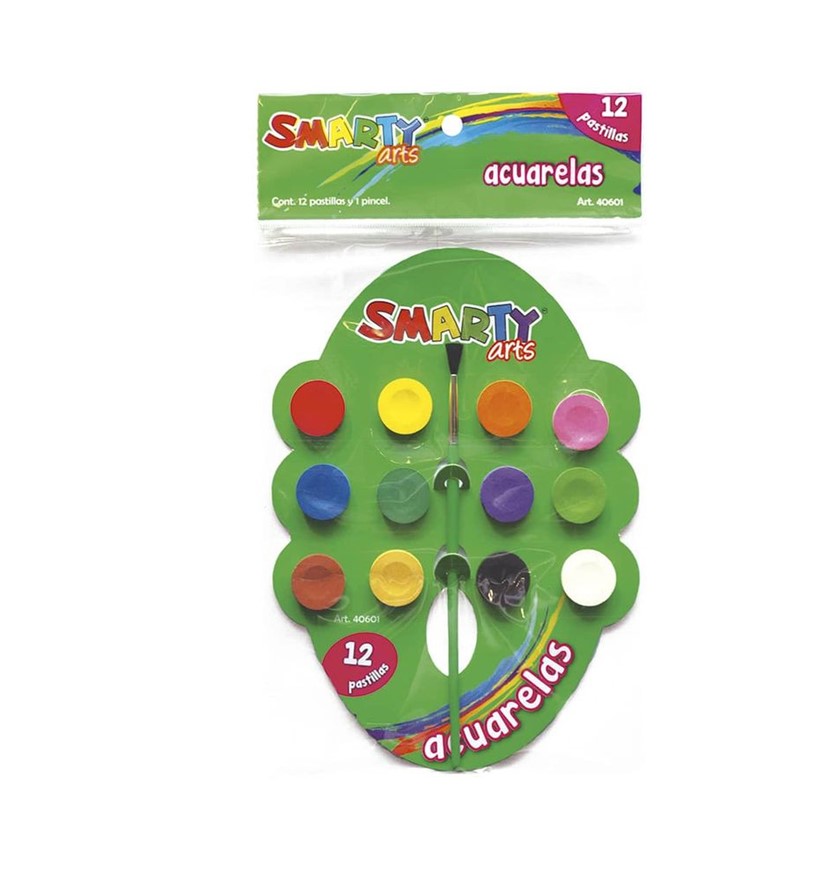 Acuarela Escolar con 12 Colores Smarty