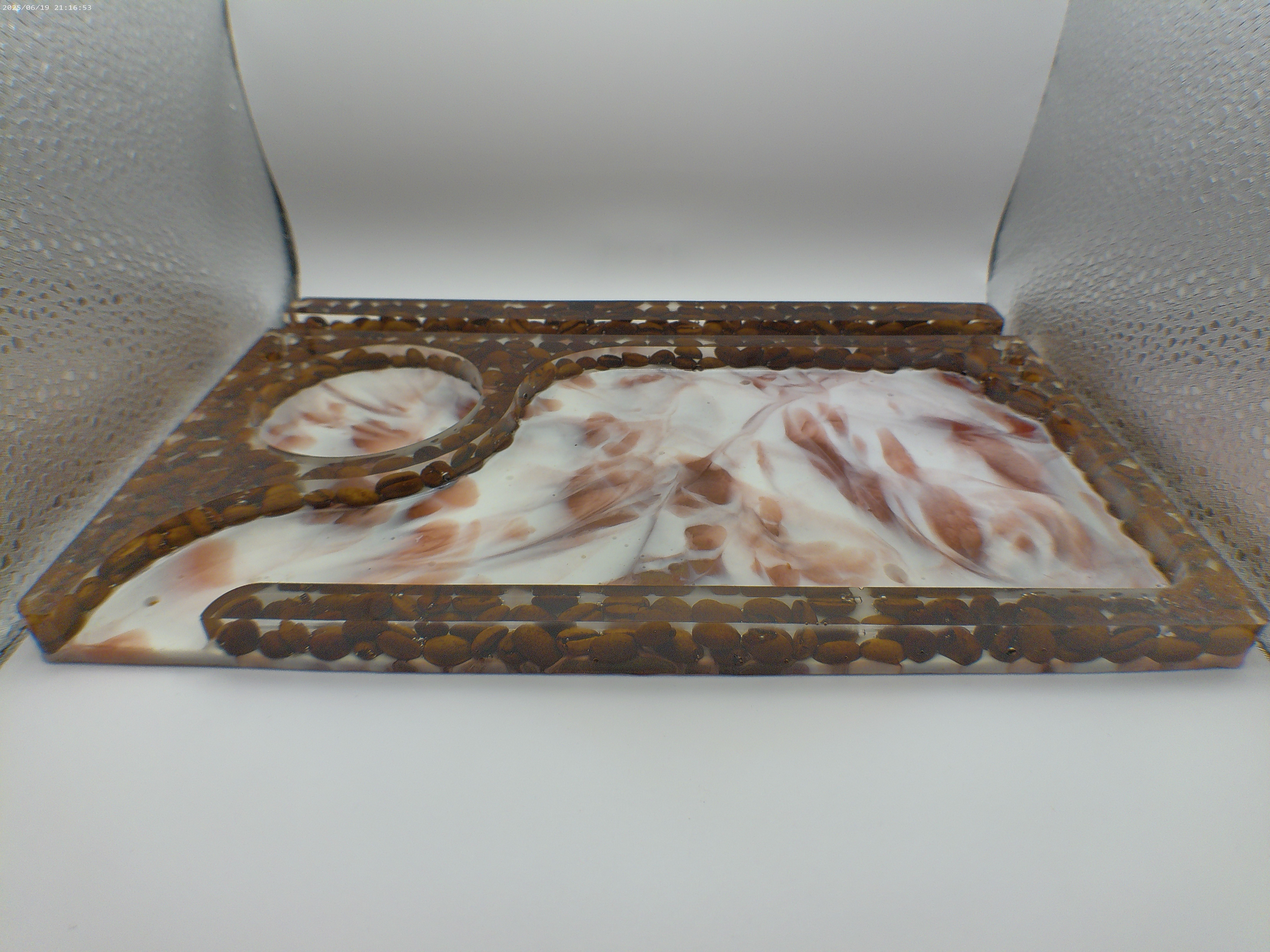 Coffee and Cream Rolling Tray with Cell Phone Holder