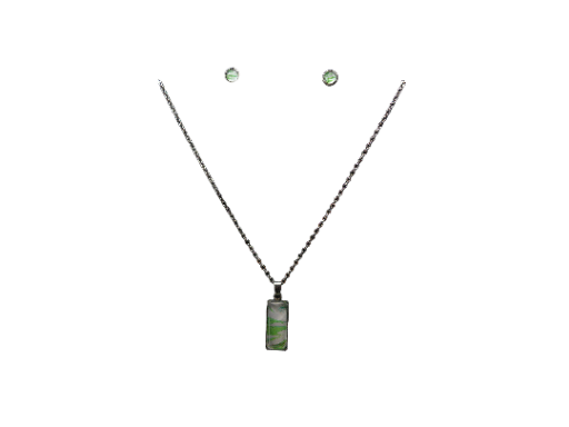 Green and White Glass Jewelry Set