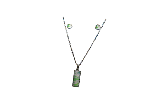 Green and White Glass Jewelry Set