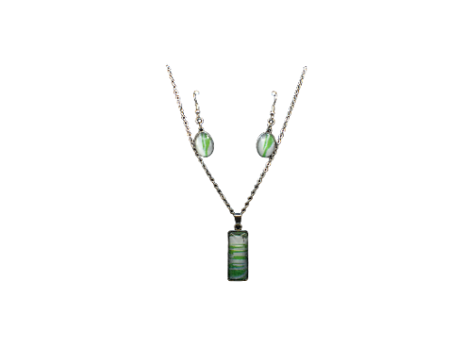 Green and White Glass Jewelry Set