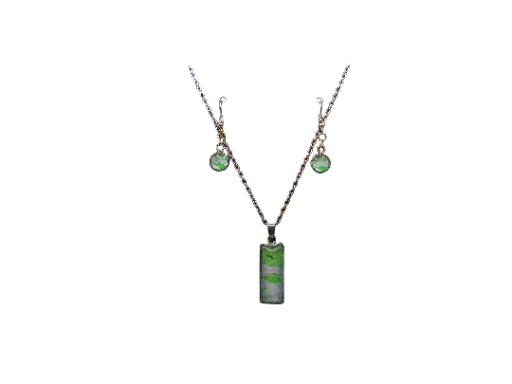 Green and White Glass Jewelry Set