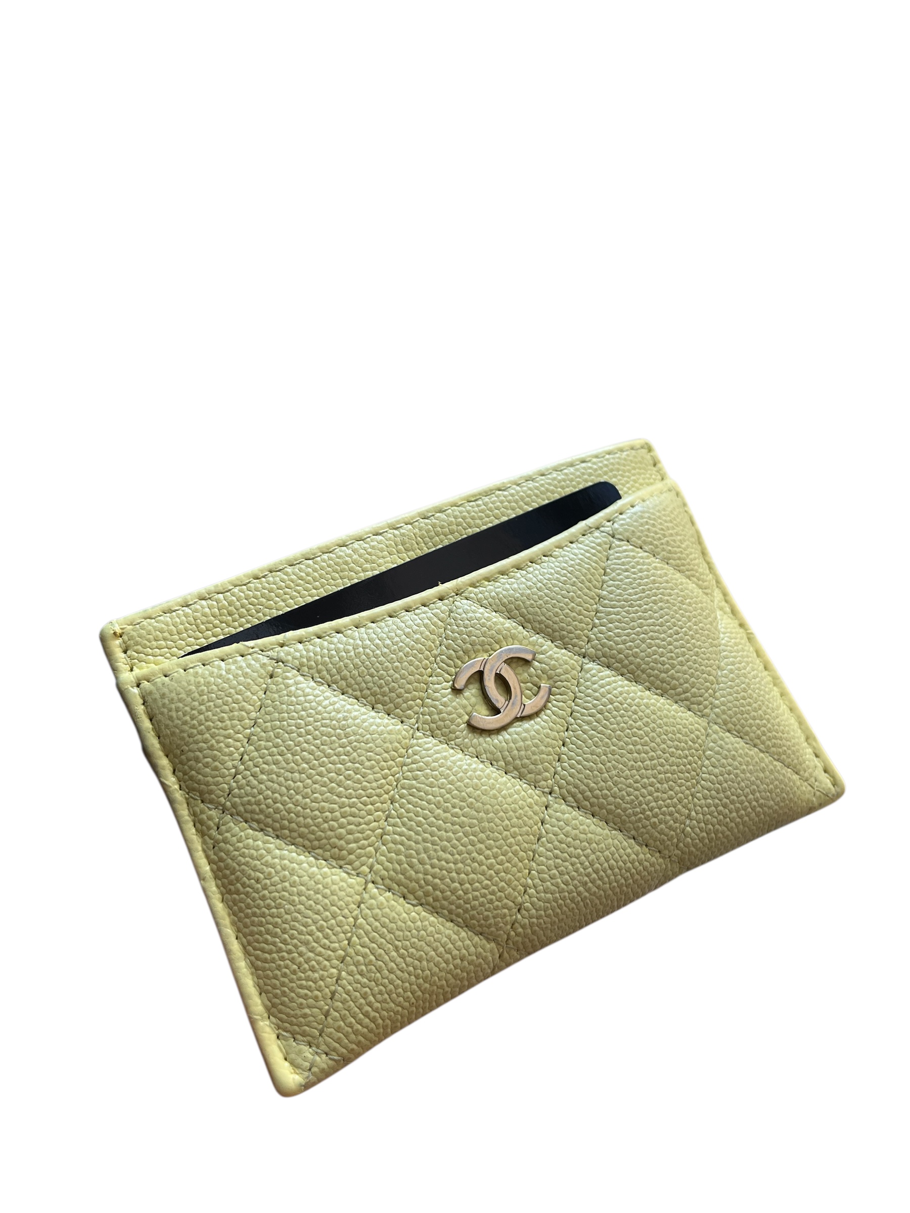 Porte-cartes Chanel jaune beurre  
