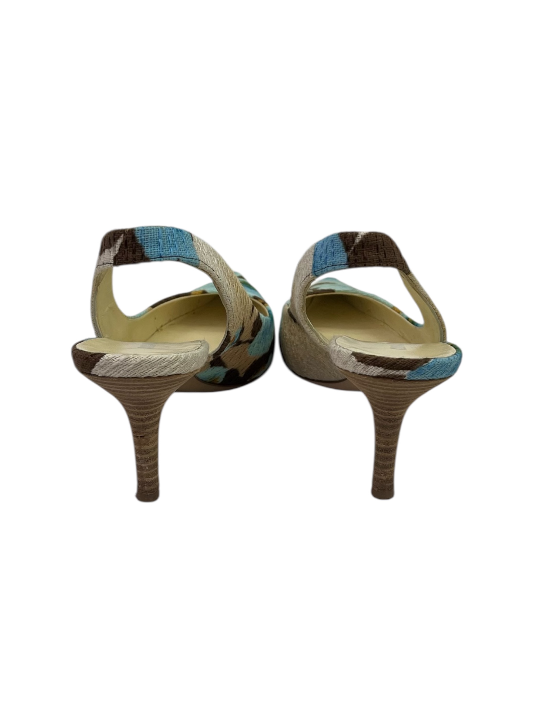 Slingback MiuMiu fleurs bleu 