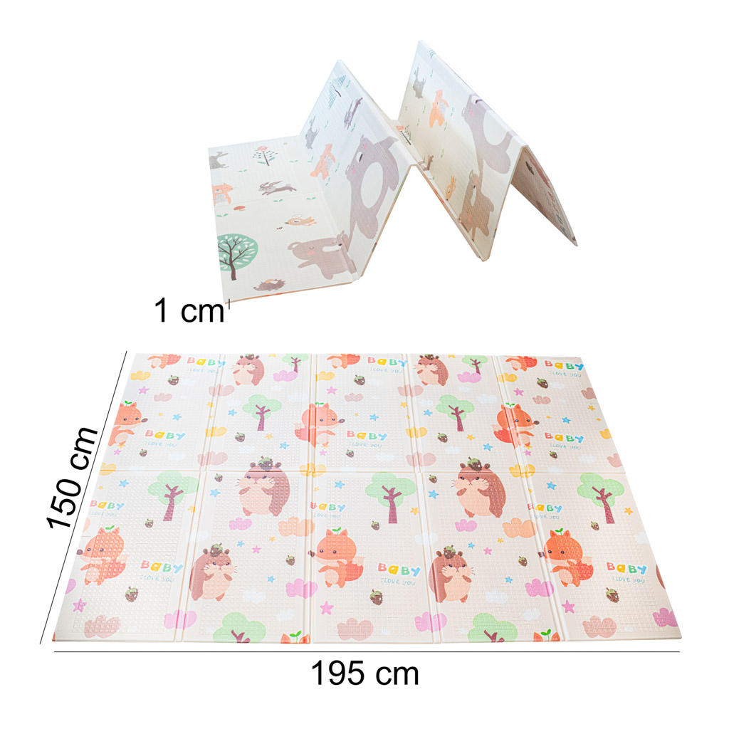 Dvipusis, lavinamasis kilimėlis,,meškiukai/ežiukai"(150x195x1cm)