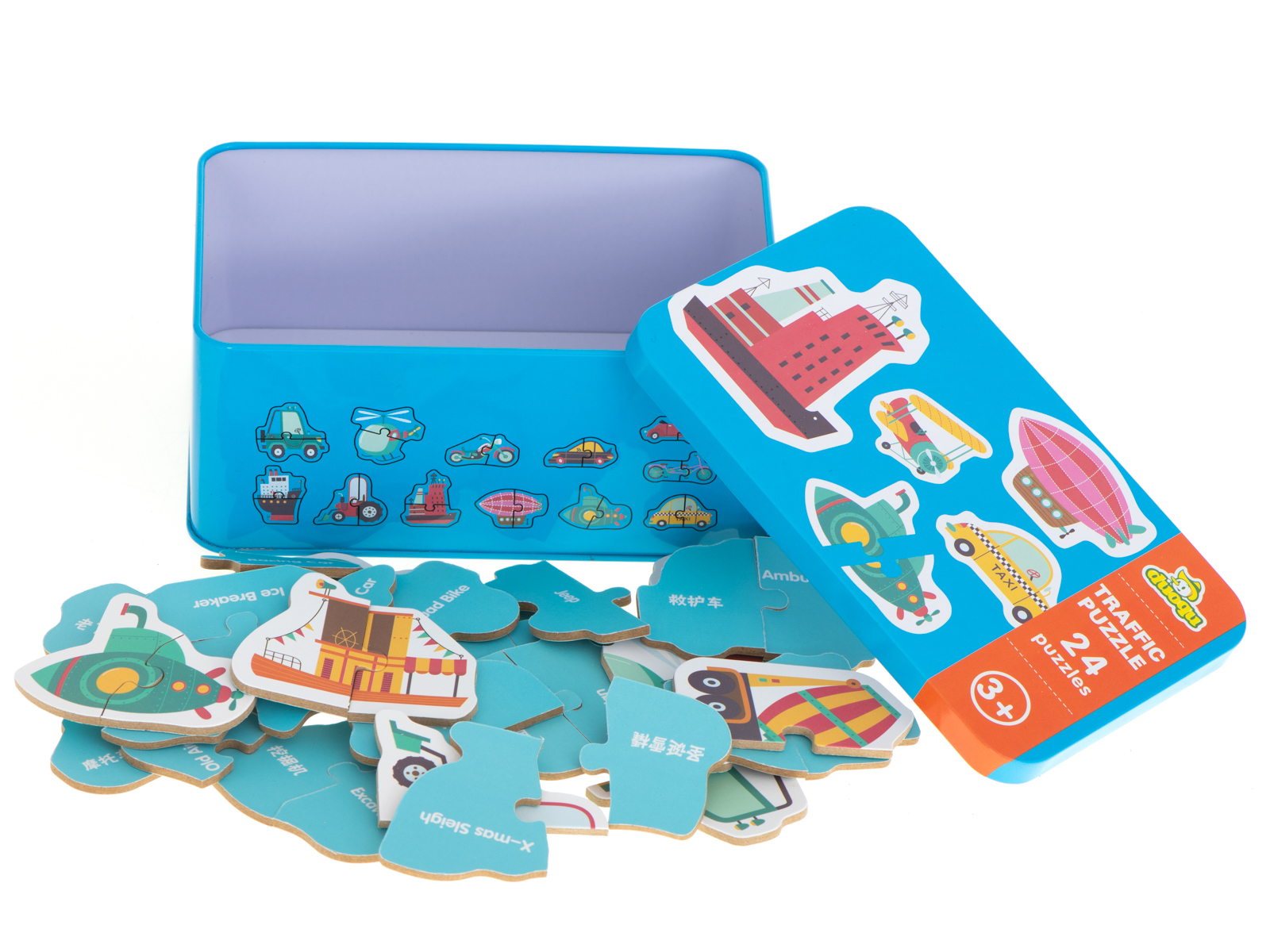 Transporto priemonių dėlionės metalinėje dėžutėje.Nr.2