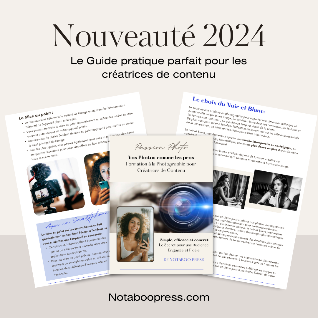 Vos photos comme les pros - Formation à la photographie pour les créatrices de contenu.