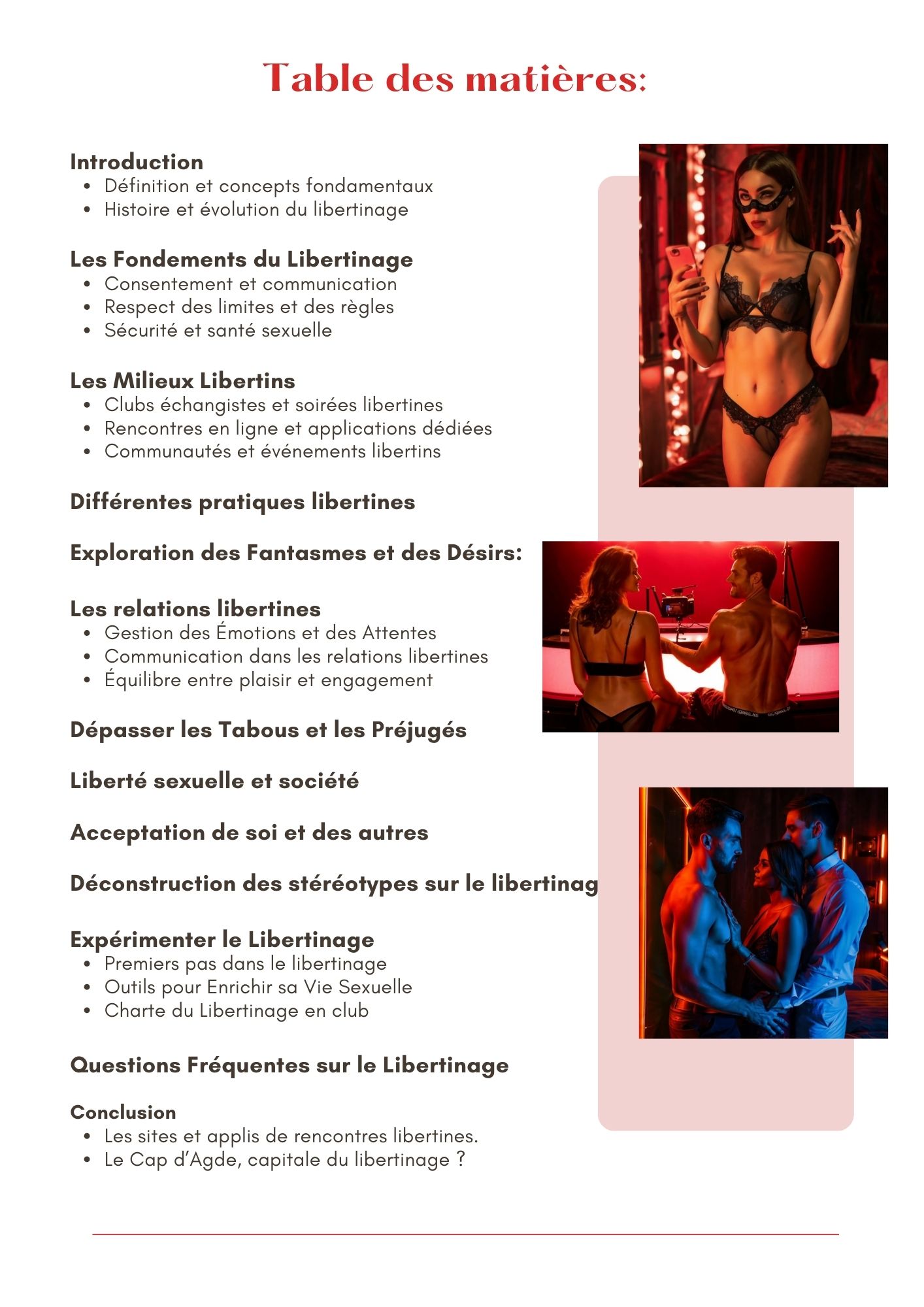 Le Libertinage: Guide de découverte, Codes et Pratiques.